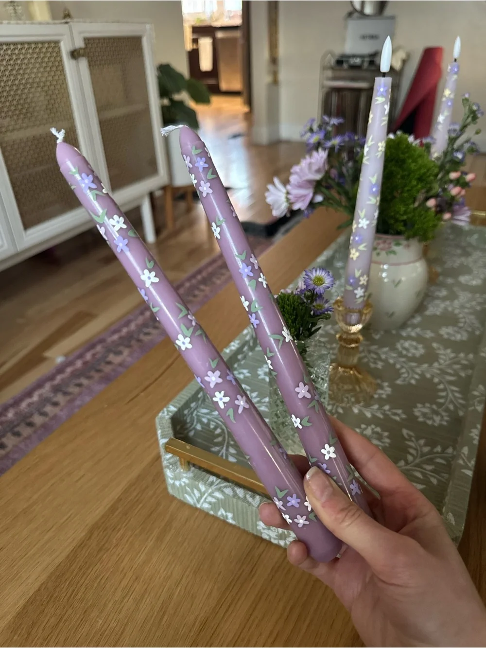 Hand painted taper candles